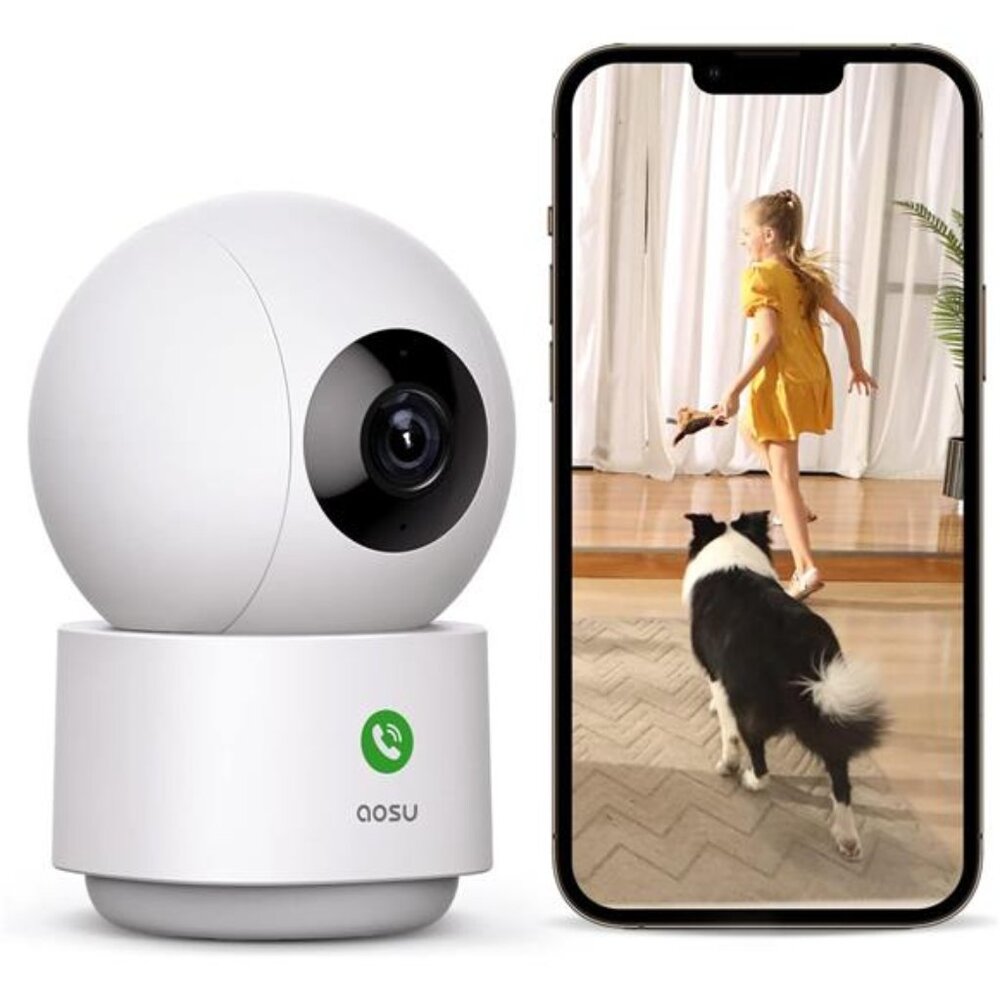 2K Security Camera Indoor, Baby Monitor Pet Camera 360-Degree for Home Security